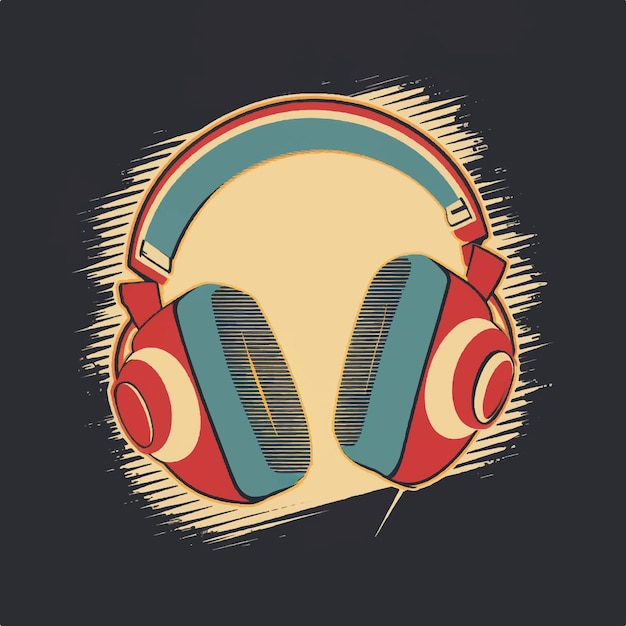 Headphone Vintage TShirt Design Vector