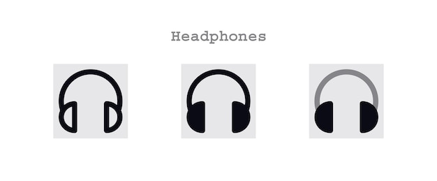 Headphones icons set