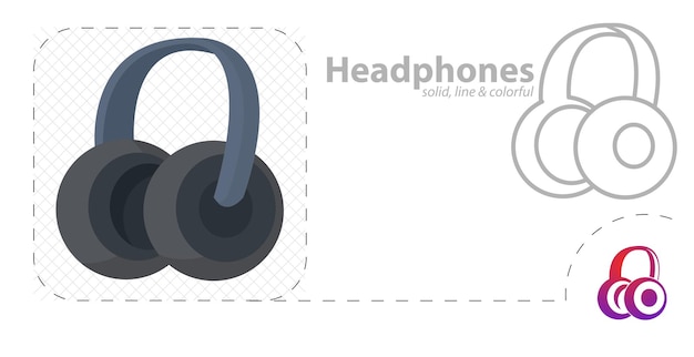 Vector headphones isolated flat illustration headphones line icon