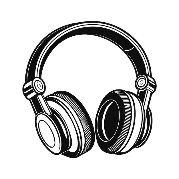 Vector headphones silhouette vector illustration