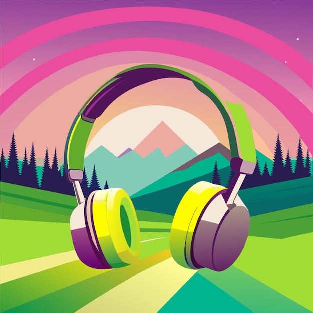 headphones vector illustration flat 2