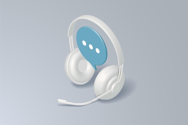 Headphones with microphone with speech bubble chat icon