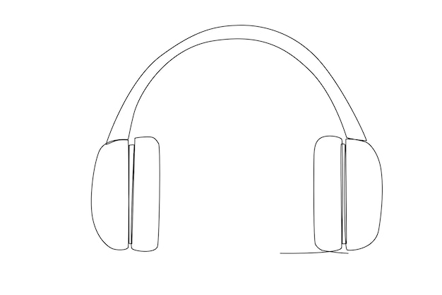 Headset to listen to radio and music one line art