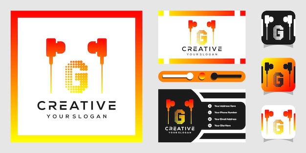 headset logo design with modern letters g