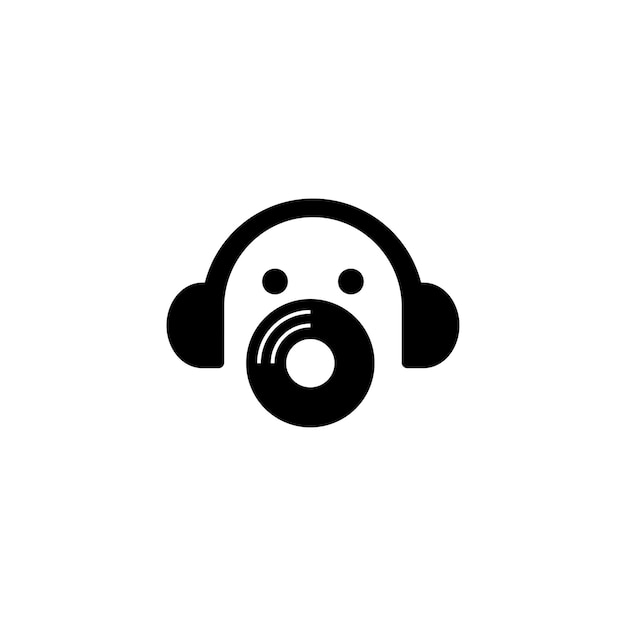 Headset music logo template design vector icon illustration