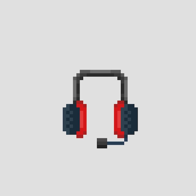 headset with microphone in pixel art style