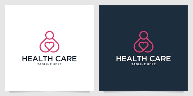 Health care line art logo design