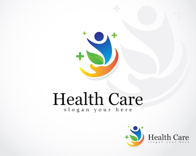 Health care logo creative hand and people abstract nature herbal medical icon design vector