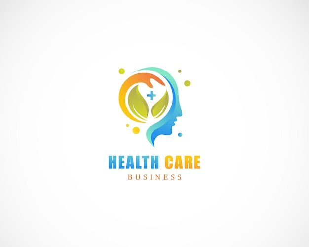 Health care logo nature leaf illustration design hand medical