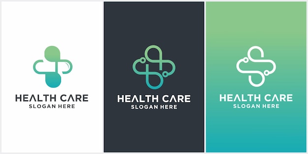 Health Care Logo set Medical health technology logo design templatemedical cross logo design