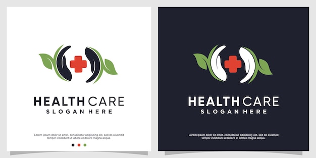 Health care logo template with creative element Premium Vector