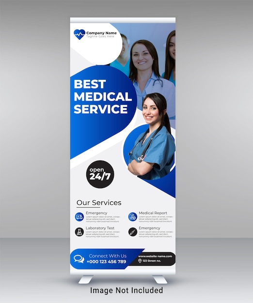 health care  Medical roll up banner template design