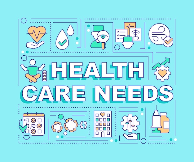 Vector health care needs word concepts turquoise banner