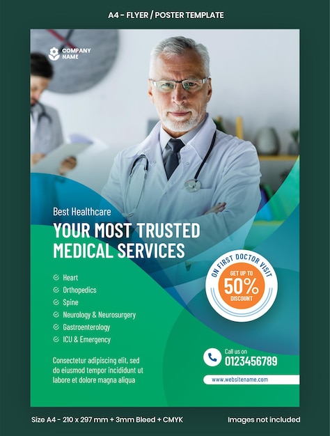 Health Care Services A4 Flyer or Poster Template