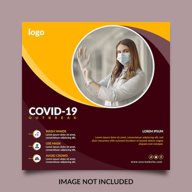 Health care social media banner and Instagram post template design about Corona-virus or covid-19