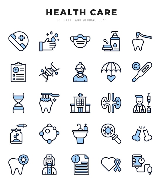 HEALTH CARE Two Color icons collection 25 icon set in a Two Color design