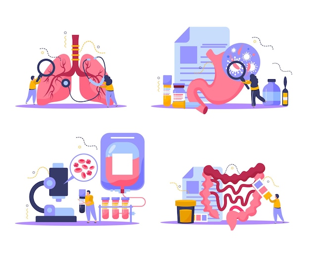 Health checkup concept icons set with healthcare symbols flat isolated illustration