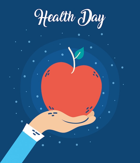 Vector health day celebration poster with apple