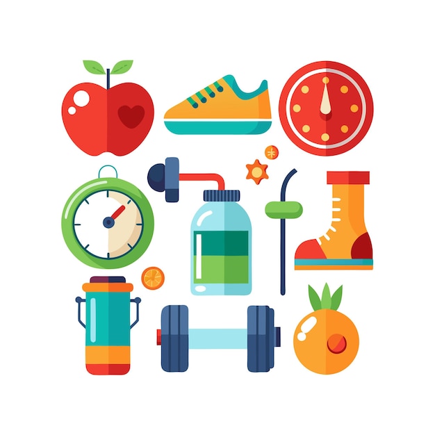 Vector health and fitness icon set vector illustration