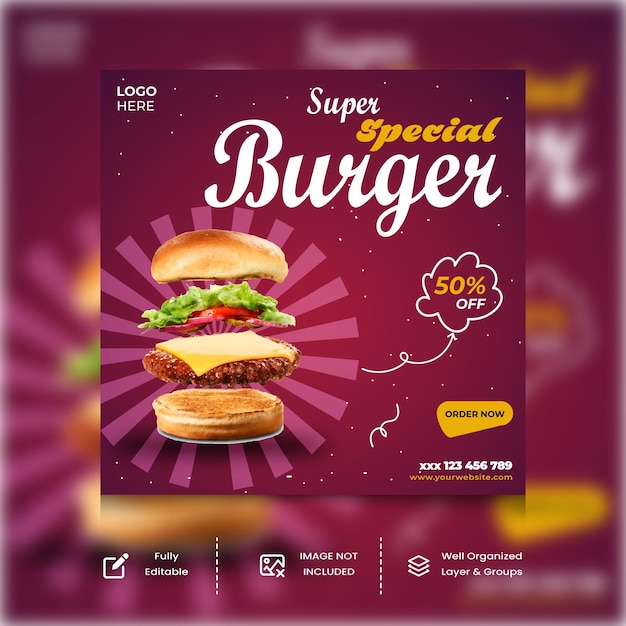 Health and food instagram post and social media template premium vector Premium Vector