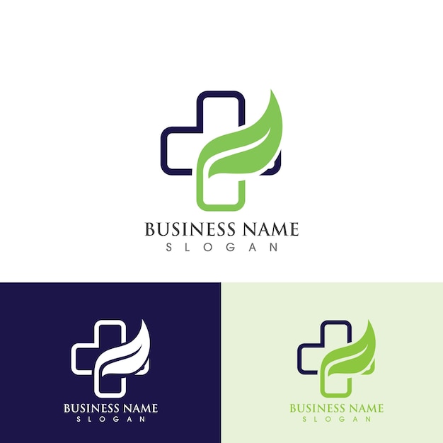 Health hospital logo and symbol Template, Green logo vector