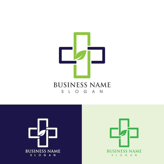 Health hospital logo and symbol Template, Green logo vector