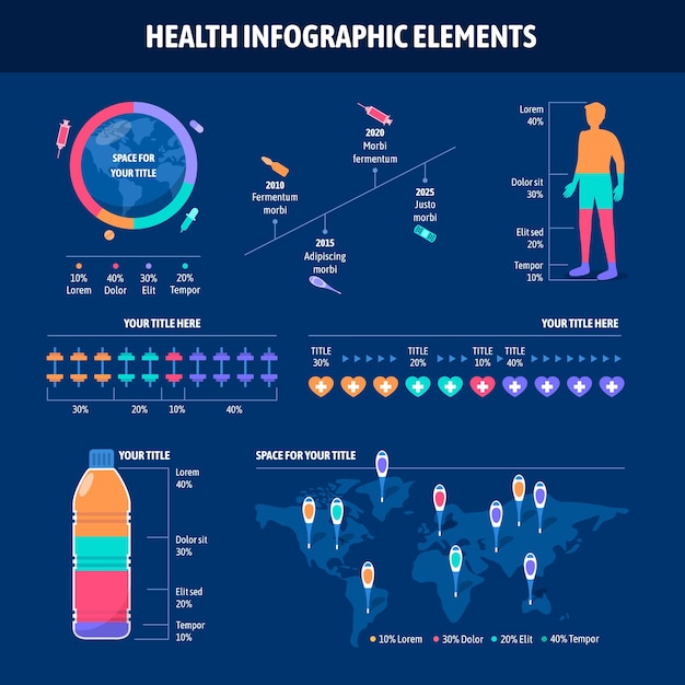 Vector health infographic elements time lines and milestones