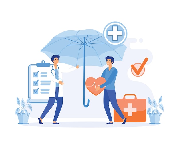 Health Insurance concept umbrella as a symbol of future health protection