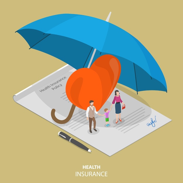 Health insurance flat isometric concept