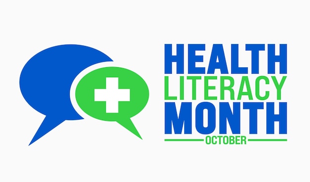 Health Literacy Month background or banner design template is observed every year in October