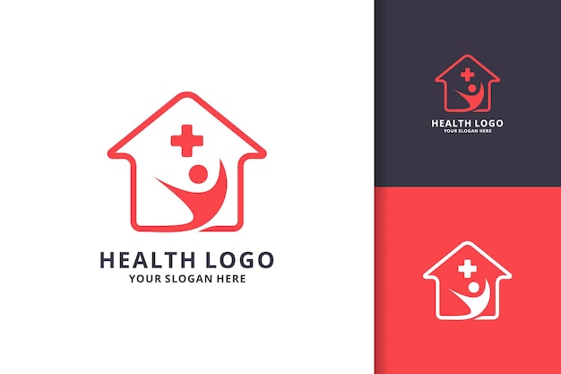 Health logo concept with people house and cross symbol