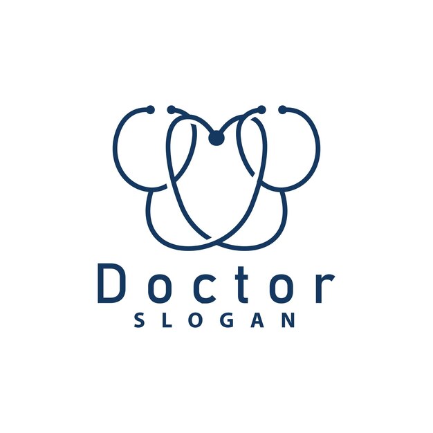 Health Logo Doctor Stethoscope Vector Health Care Line Design Icon Silhouette Illustration