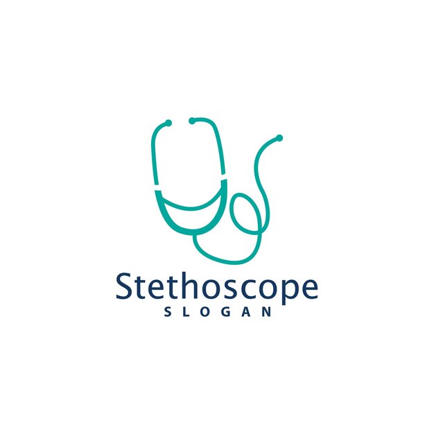 Health Logo Doctor Stethoscope Vector Health Care Line Design Icon Silhouette Illustration