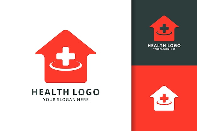 Health logo with house and cross concept for hospital or clinic