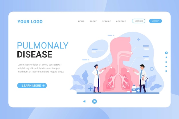 Health and medical treatment pulmonary system landing page template