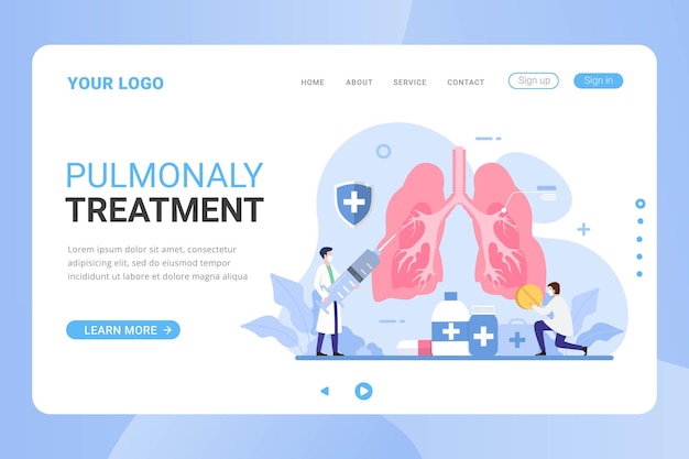 Health and medical treatment pulmonary system landing page template