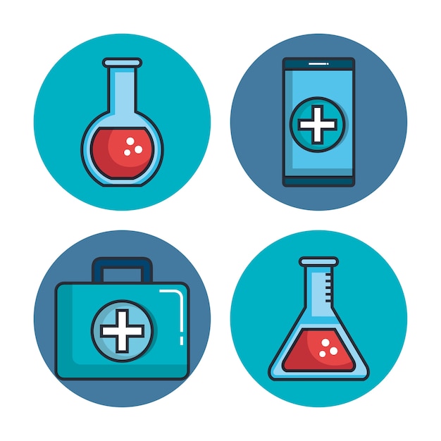 Health medicine online icons