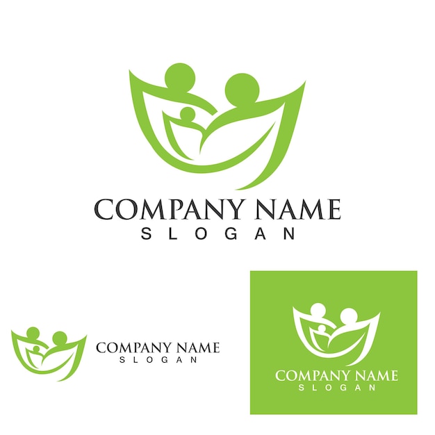 Health people leaf logo green vector image