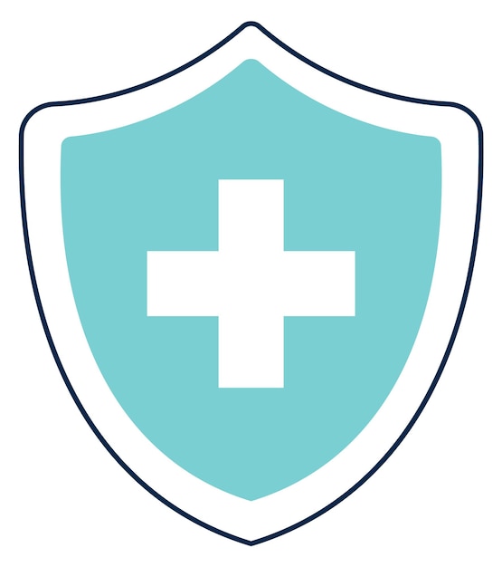 Health protection icon Shield with white medical cross