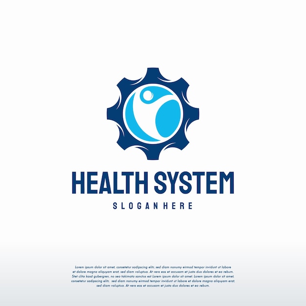 Health System logo designs vector, Person and gear logo template