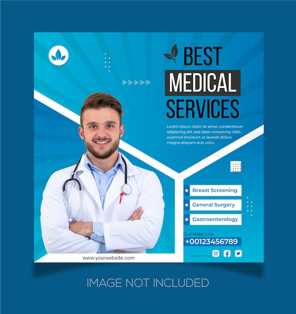 Healthcare consultant banner or square flyer for social media post template design