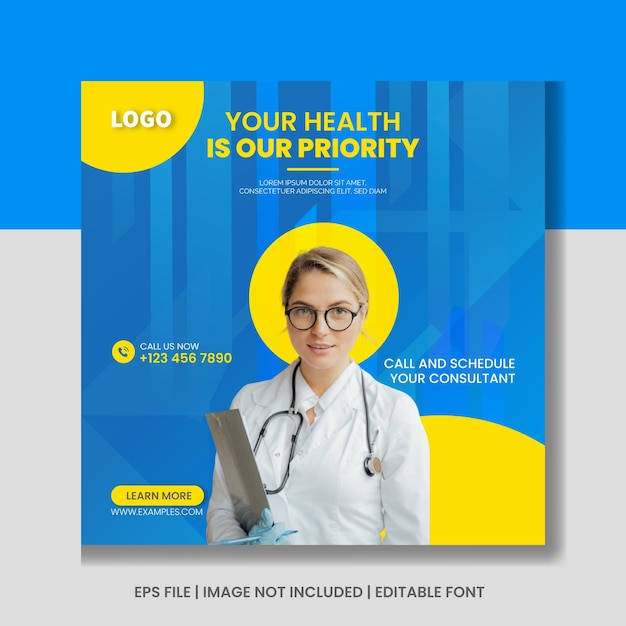 Healthcare consultant social media instagram post banner template