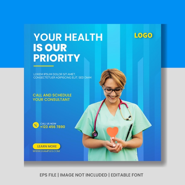 Healthcare consultant social media instagram post banner template