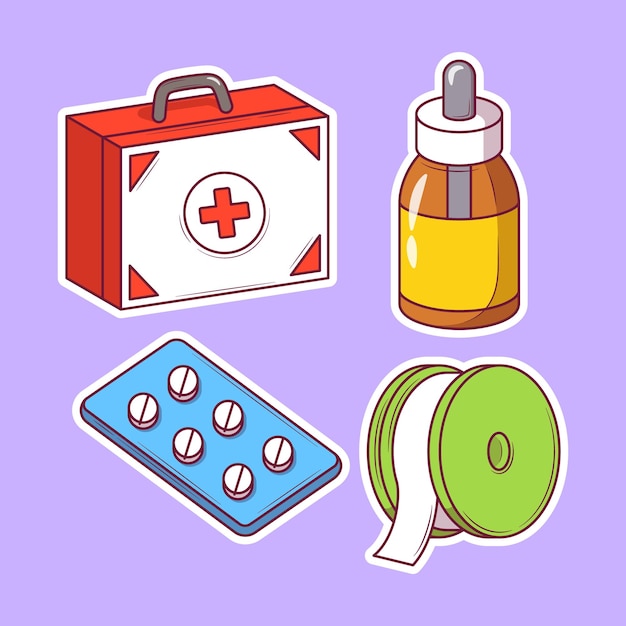 Healthcare Hand Drawn Cartoon Icon Sticker Doodle Coloring