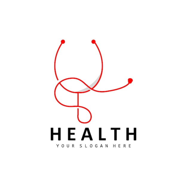 Healthcare Logo Nursing And Wellness Design Stethoscope Icon And Simple Line Vector Wave