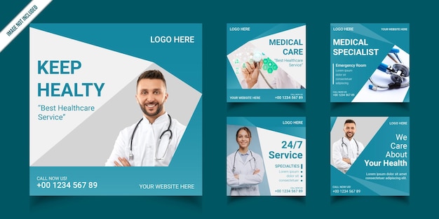 Vector healthcare medical banner and social media post template