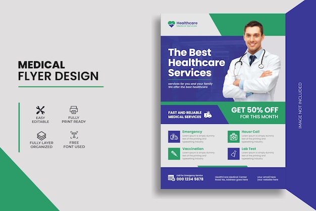 Healthcare and medical business flyer template design