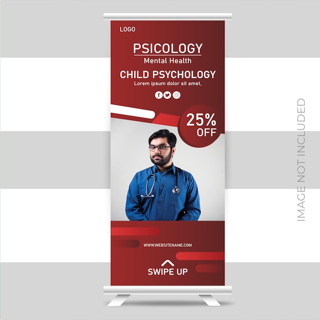 Healthcare and medical care roll up stand banner template design