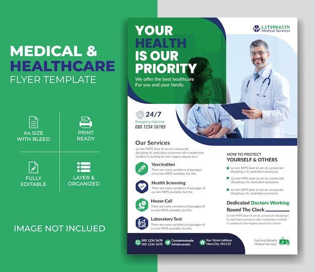 Healthcare and medical flyer design template