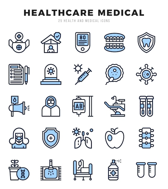 HEALTHCARE MEDICAL Icons Pack Two Color icons set Two Color icon collection set Simple vector icons